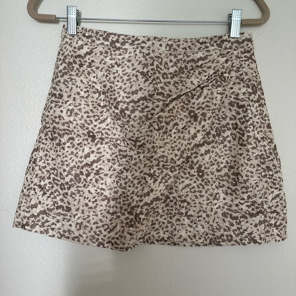 Cream & brown Free People Snakeskin Skirt
